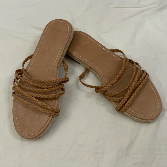 Madewell The Kathryn Espadrille Slide Sandal Braided Leather Tan Size 8.5 - Picture 11 of 13